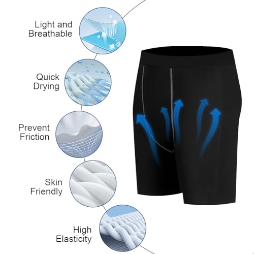 AUYAO Mallas Cortas Running Hombre, 2Pcs Pantalones Cortos de Compresión Hombre, Pantalones Cortos de Gimnasio Transpirable y Secado Rápido para Deporte Fitness Gym, XL - imagen 5