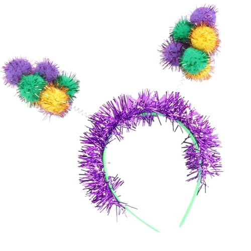 Zeiwohndc Accesorios de fiesta de carnaval con pompones, diadema para festivales de Mardi Gras, accesorios de fiesta temática, diadema para adultos