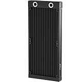 DIYhz Water Cooling Computer Radiator, 12 Pipe Aluminum Heat Exchanger Liquid Cooling Radiator G1/4 Thread Heat Row Sink 240mm for CPU PC Laser Water Cool System DC12V Black
