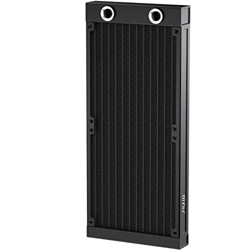 Water Cooling Computer Radiator, 12 Pipe Aluminum Heat Exchanger Liquid Cooling Radiator G1/4 Thread Heat Row Sink 240mm for CPU PC Laser Water Cool System DC12V Black