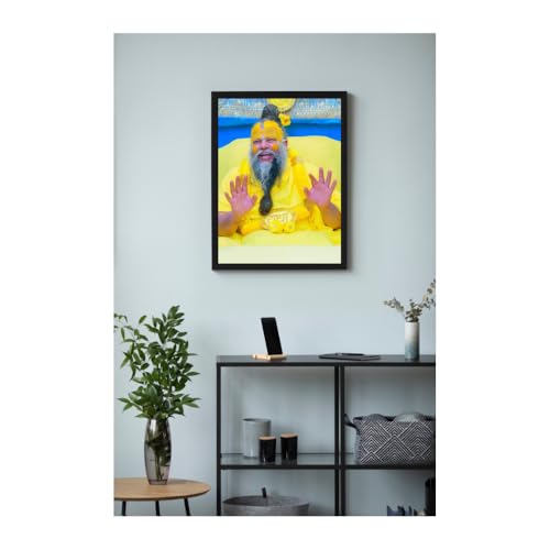 Image of Shri Premanand Ji Maharaj Photo Frame | Black Wooden Rectangular Frame | Wall-Mounted | Home, Office & Temple Decor (Black - 8X12 D2)
