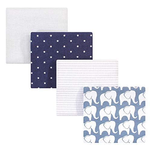 Image of Hudson Baby Unisex Baby Cotton Flannel Receiving Blankets, Boy Elephant, One Size