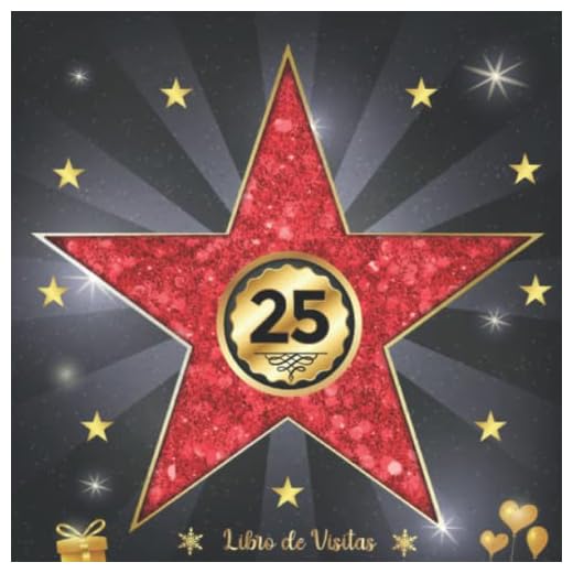 Libro de Visitas 25 Cumpleaños: fiesta cumpleaños 25 años | Felicitaciones y fotos de los invitados | Hollywod el paseo de la fama | para hombres y mujeres