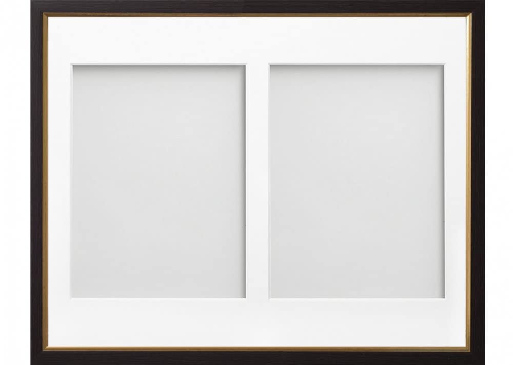 Frame Company Drayton Multi Aperture Photo Frame, Black with Gold Inset, 14x11 for 8x6 inch (x2)