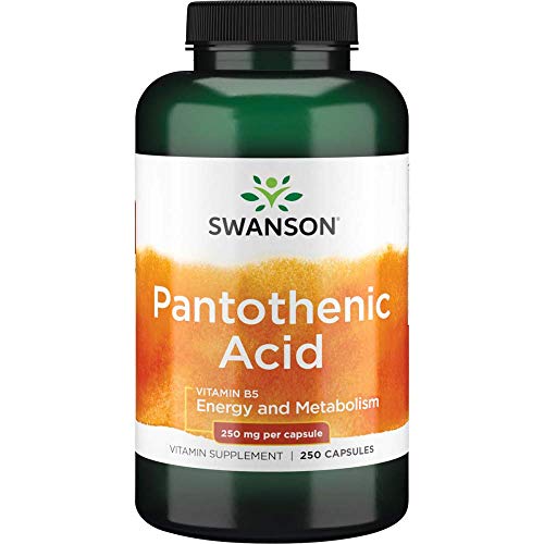 Swanson Pantothenic Acid (Vitamin B-5) Energy Metabolism Nerve Function Support 250 mg 250 Capsules (Caps)