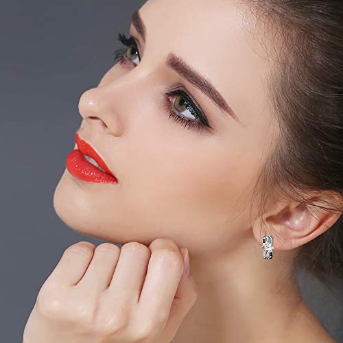 ZH1YFD Echte 1,5g 925 Sterling Silber Edlen Schmuck Schwarz Spinell Schleife Herz Hochzeit Ohrstecker Für Frauen
