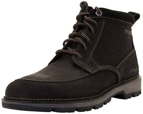 Clarks Botas Chukka Maplewalk Rise para hombre, cuero negro, talla 8.5, Piel negra, 42.5 EU