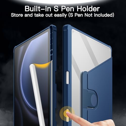 Image of JETech Rotating Cover Case for Samsung Galaxy Tab S10+ 2024 /Tab S9 FE+ /S9+ 2023 12.4-Inch with S Pen Holder, Not for Tab S8+ 12.4-Inch, 360 Degree Rotation Protective Stand Cover (Navy)