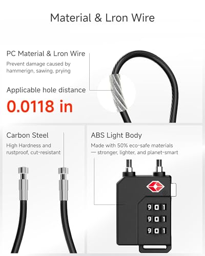 LUGGEX TSA Locks for Luggage, Suitcase Locks TSA Approved, Luggage Locks, Ease of Use & Durable(Black,4 Pack)4