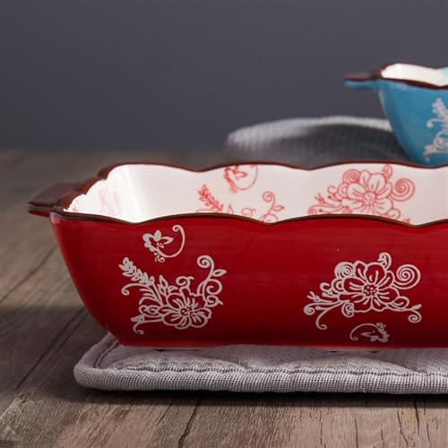 Platos para hornear de cerámica rectangular con doble oreja para las recetas en casa 4