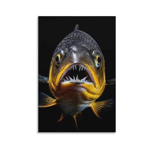 Toile Murale Poisson 61 x 91.4 cm Décoration Maison Fond Noir