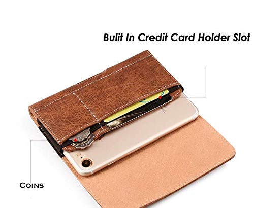 Aiscell Wallet Pouch For Moto G Stylus, G Power , Moto Z4, Z3,One Zoom, One Action ,One Hyper ,G7 Plus ,Moto G7, Revvlry+, Brown Faux Leather Case Belt Clip Holster Fits Phone With Case Cover On 09 Bn #TOP5