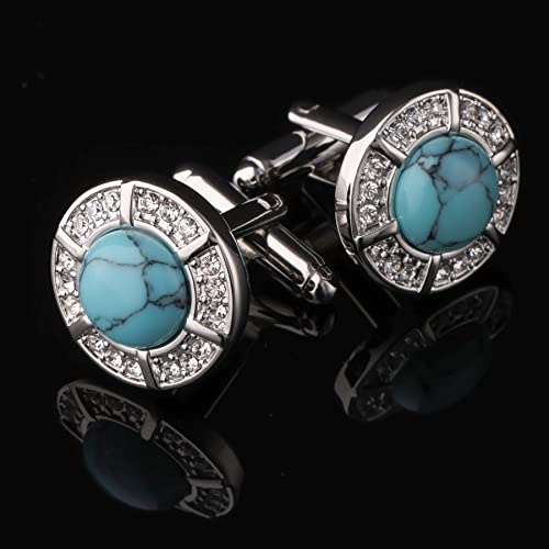 Sogee Light Blue Turquoise Cufflinks For Men Elegant Handmade Stone Mens Cuff Links For Wedding Party Unique Gift #TOP4