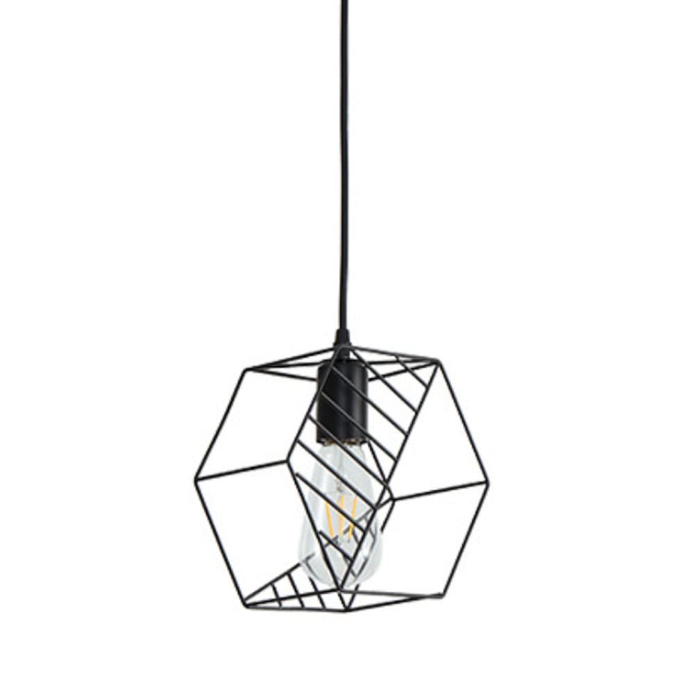 Lampe suspendue rétro en métal noir luminaire géométrique plafonnier industriel