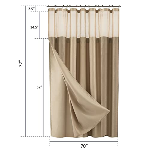 Dainty Home Waffle Weave Shower Curtain With Liner Sets, Modern Shower Curtain for Bathroom With Mesh Top Window - Image 3