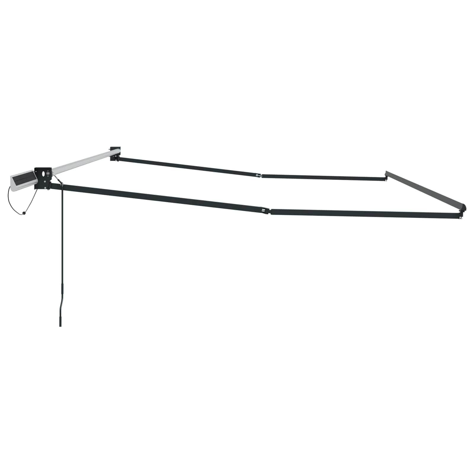 Cadre de Store rétractable électrique Anthracite 5 x 3 m en Acier avec Panneau Solaire télécommande manivelle pour ombrage extérieur Jardin terrasse Patio Protection Soleil