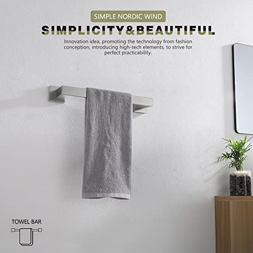 Image of KOKOSIRI 12-Inch Single Towel Bar, Bathroom Kitchen Towel Holder, Wall Mounted SUS304 Stainless Steel Towel Rack, Brushed Nickel, B4003BR-L12
