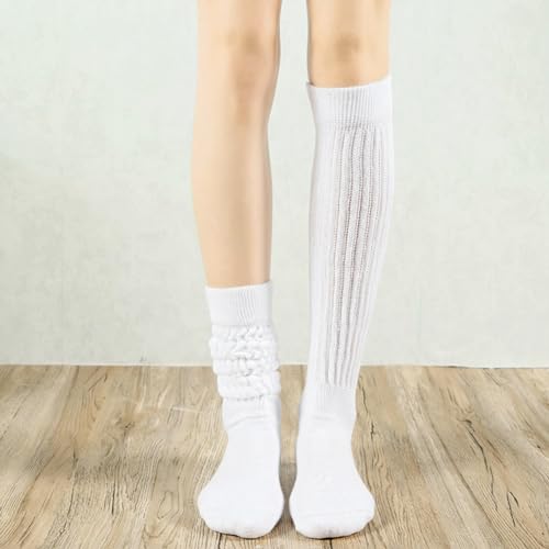 Image of 3 Pairs Women's Slouch Socks 80s 90s Neon Warm Scrunch Socks Chunky Socks Knit Scrunchie Socks Size 9 to 10