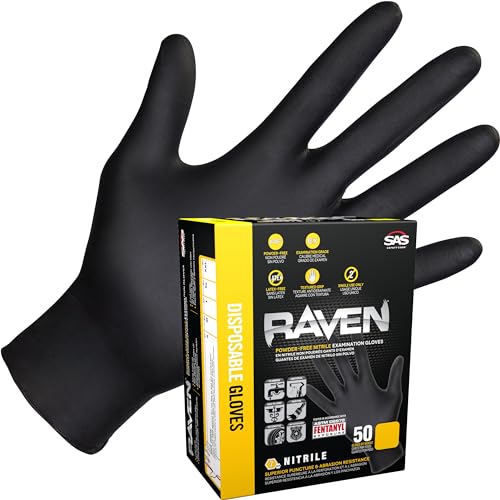 Image of Raven Powder Free Nitrile Disposable Gloves | 7 Mil | Latex Free, Chemical + Puncture Resistant, Single Use |