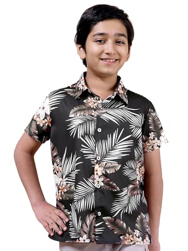 Image of Boys Printed Casual Shirt Short Sleeve Button Down Beach Shirt for Kids