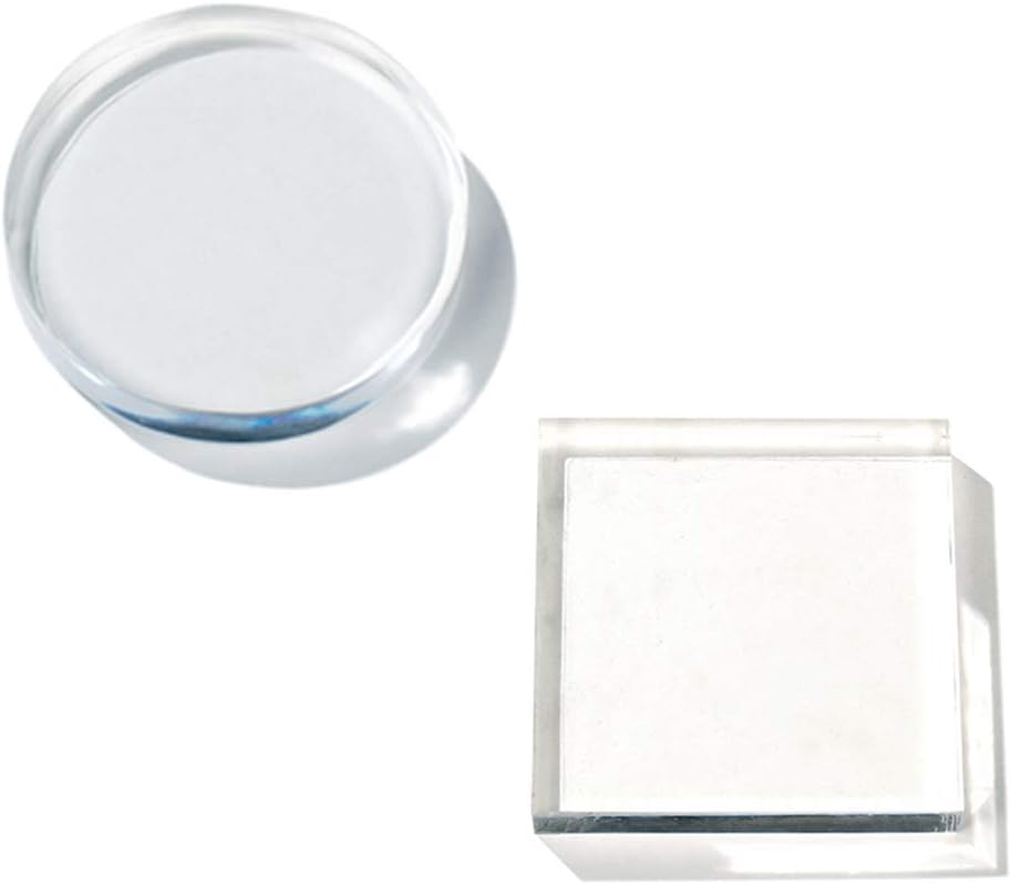 RENIAN Clear Polished Acrylic Square &Round Display Base Blockfor Jewelry Ring Stand Showcase Holder Flat Lay Photography Props，2 Pack