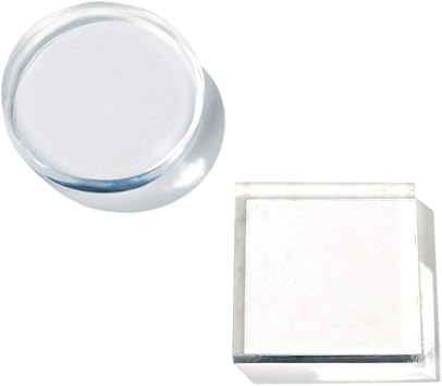 RENIAN Clear Polished Acrylic Square &Round Display Base Blockfor Jewelry Ring Stand Showcase Holder Flat Lay Photography Props,2 Pack