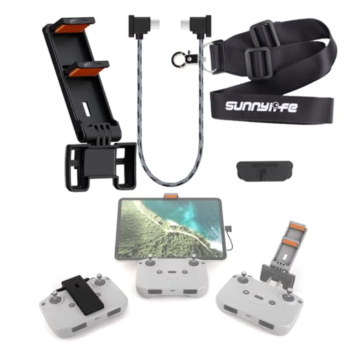 YAAAM 一体型 タブレットホルダー 11〜19cm RC-Nシリーズ送信機(RC-N3/N2/N1)対応 Mavic3シリーズ/Air3/2シリーズ/Mini4/3/2シリーズ アクセサリー DJI用 (ブラック+首掛け+Type-C, 幅広モデル)