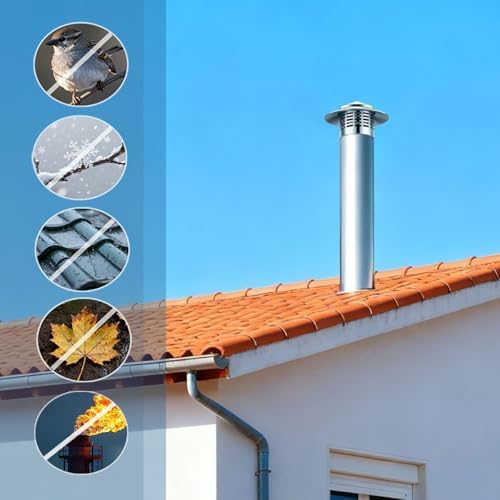 Heavy-Duty Stainless Steel Round Chimney Cap with Mesh Screen - Weatherproof Exhaust Cover for 1.6"-7.9" Fireplace & Stove Vent Pipes, Animal & Bird Protection (3 inch)