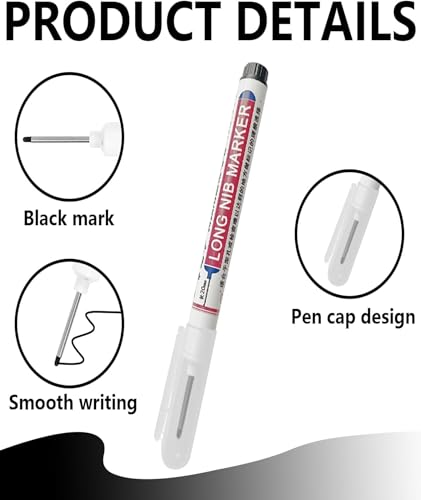 Image of Manthan 16 Pcs Marker Pen, Pen Pencil for Woodworking and Construction,Carpenter Tools Professional Set, Permanent Marker Pen with Long Nib, Industrial Tools for Deep Hole Marking