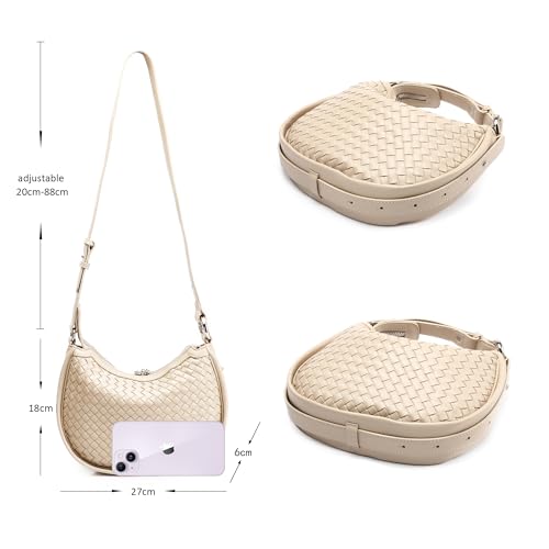 Trendy Woven Purse for Women Lightweight Soft Leather Hobo Shoulder Bags with Zipper Woven Handbag for Women2