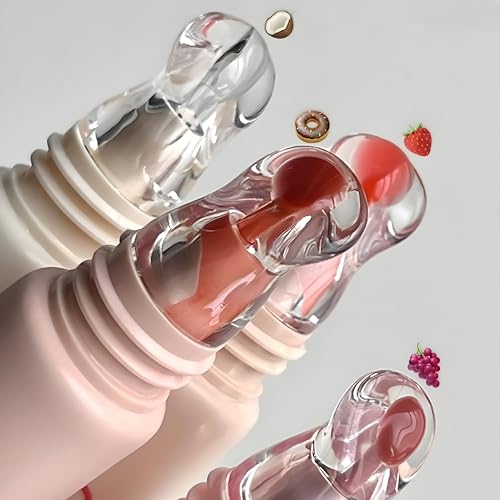 Image of CRAZY GIRL Combo of 2 Fruit Flavoured Tinted Lip Gloss | Natural Lip Gloss with Jojoba Oil, Beeswax & Hyaluronic Acid | Non-Sticky Hydrating Gloss Duo with Soft Silicone Applicator