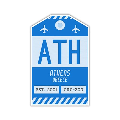 ATH Athens Greece Luggage Tag Sticker Blue