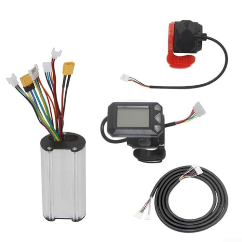 Kit de botón de interruptor del acelerador y pantalla LCD para scooter eléctrico de 24 V 36 V compatible con controladores de motor de 250 W y 350 W para uso de reparación (36 + cable de datos)