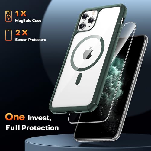 Image of TAURI for iPhone 11 Pro Max Case, Compatible with MagSafe, Green