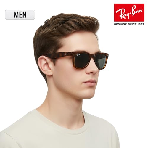 Image of Ray-Ban RB4105 WAYFARER FOLDING CLASSIC Square Shape Sunglasses for Men with Official Eyewear Kit