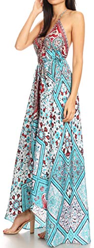 Image of Sakkas Lizi Womens Maxi High-Low Halter Handkerchief Long Dress Beach Party