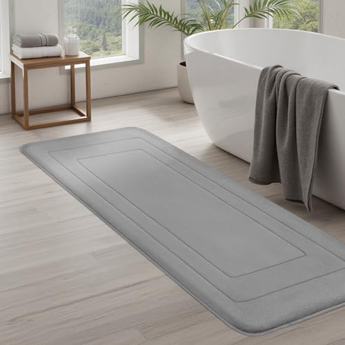Cupic Cupid Super Soft Memory Foam Bath Mat, Long Bathroom Rugs, Non Slip Bath Mats for Bathroom Floor, Machine Washable Rugs for Shower & Tub, Quick Dry Large Bath Carpet for Decor, 59" x 24" Grey by Cupic Cupid - Used condition - Image 8