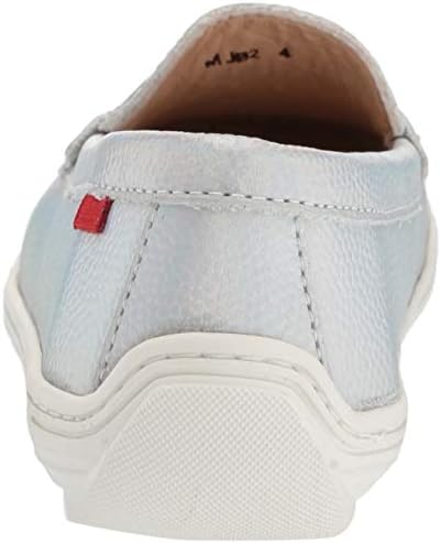 Marc Joseph New York Unisex Genuine Leather Boys/Girls Casual Comfort Slip On Moccasin Loafer Shoes Driving Style, Silver/White Print, 3.5 M US Little Kid | Image 2