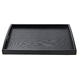 SILILUN Serving Tray Black Wood Tray Wooden Platter with Handle Easy Arrangement Breakfast Food Tray 15.7 x 11 x 1.57