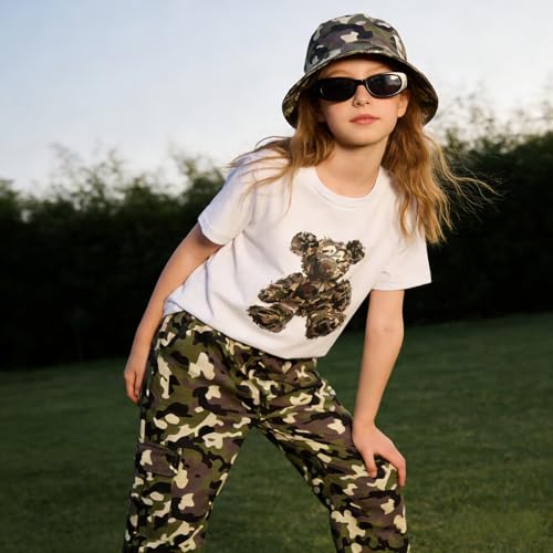 Image of Tween Girl Clothes 2 Piece Outfit Summer Short Sleeve Top + Jogger Pants Spring Fall Clothing Set Size 4-14 Years