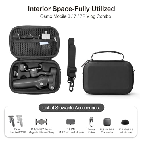 Uvafly Osmo Mobile 8/7P Tasche, tragbarer Aufbewahrungstasche, kompakte Tragetasche für DJI Osmo Mobile 8/7/7P Vlog Combo Zubehör