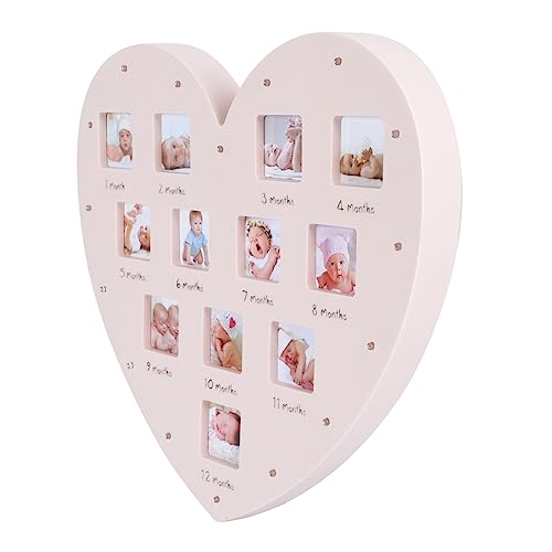 Toddmomy Infant Photo Frame First Year Baby Growth Picture Frame Light-up Heart Decorative for Baby's Room