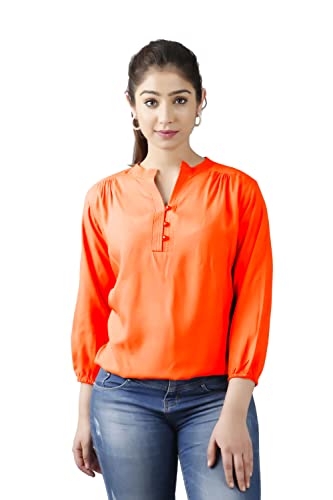 Image of Himanshi Enterprises Women's 3 /4 Sleeves Mandarin Nack Rayon Casual Solid Short Kurti