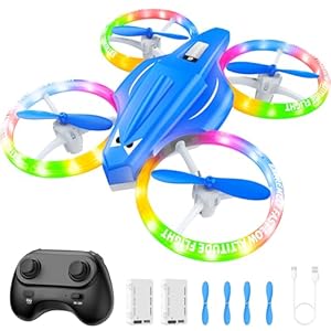 Drones for Kids with Cool Light, Kids Drone with 3D Flip, Altitude-Hold, Self-Rotation, Headless Mode, 3 Speed Modes, One-Click Take-Off/Landing, Mini Drone for Christmas, Beginners, Indoor