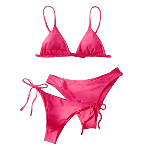 Bikini 3 pièces triangle pour femme avec maillot de bain taille haute et jupe de plage