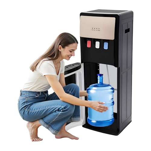Bottom Loading Water Cooler Dispenser for 5 Gallon Bottles - 3 Temperatures with Hot, Room & Cold Spouts, Child Safety Lock, for Offices, Homes, Gyms, Apartments, Living Rooms