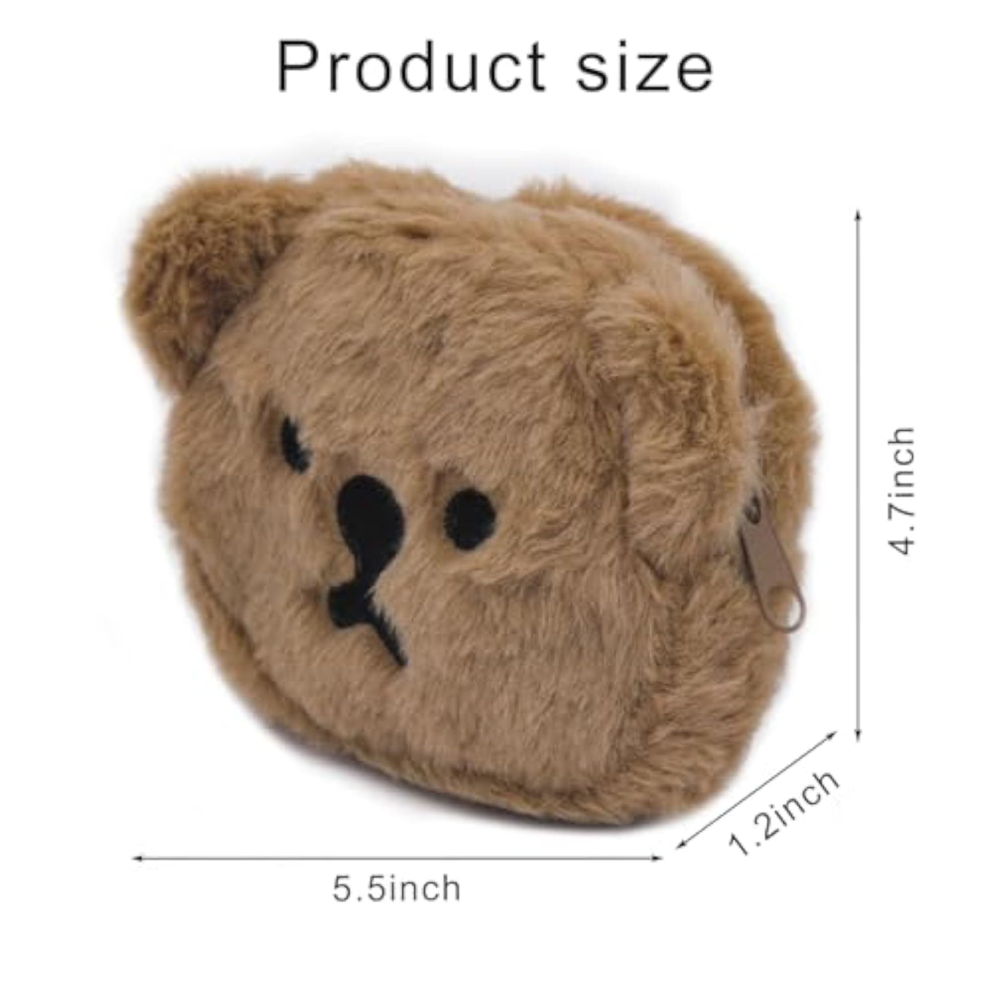Plush Coin Purse, Bear Shaped Zipper Wallet
