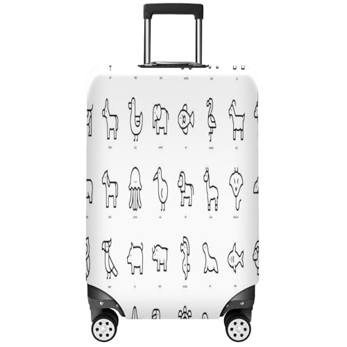 Travel Luggage Cover Suitcase Protector Scratch-Resistant Fit Not Included Suitcase Animals Line Art S-19-21in