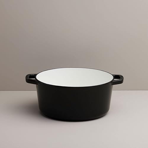 Vista 43 de Milo by Kana 3.5-quart Enameled Cast Iron Dutch Oven with Lid Premium Casserole Cooking Pot Enamel Coating Inside and Out Oven Safe and White