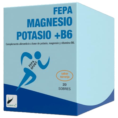 Fepa Magnesio + Potasio con Vitamina B6 – 20 Sobres | Energía y Rendimiento Muscular | Suplemento para Deportistas | Reducción del Cansancio | Sabor Naranja Natural